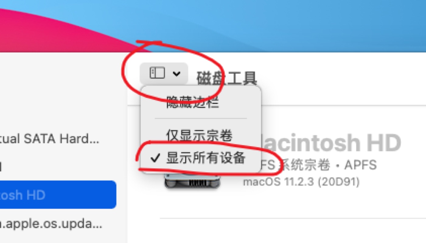 磁盘工具显示所有